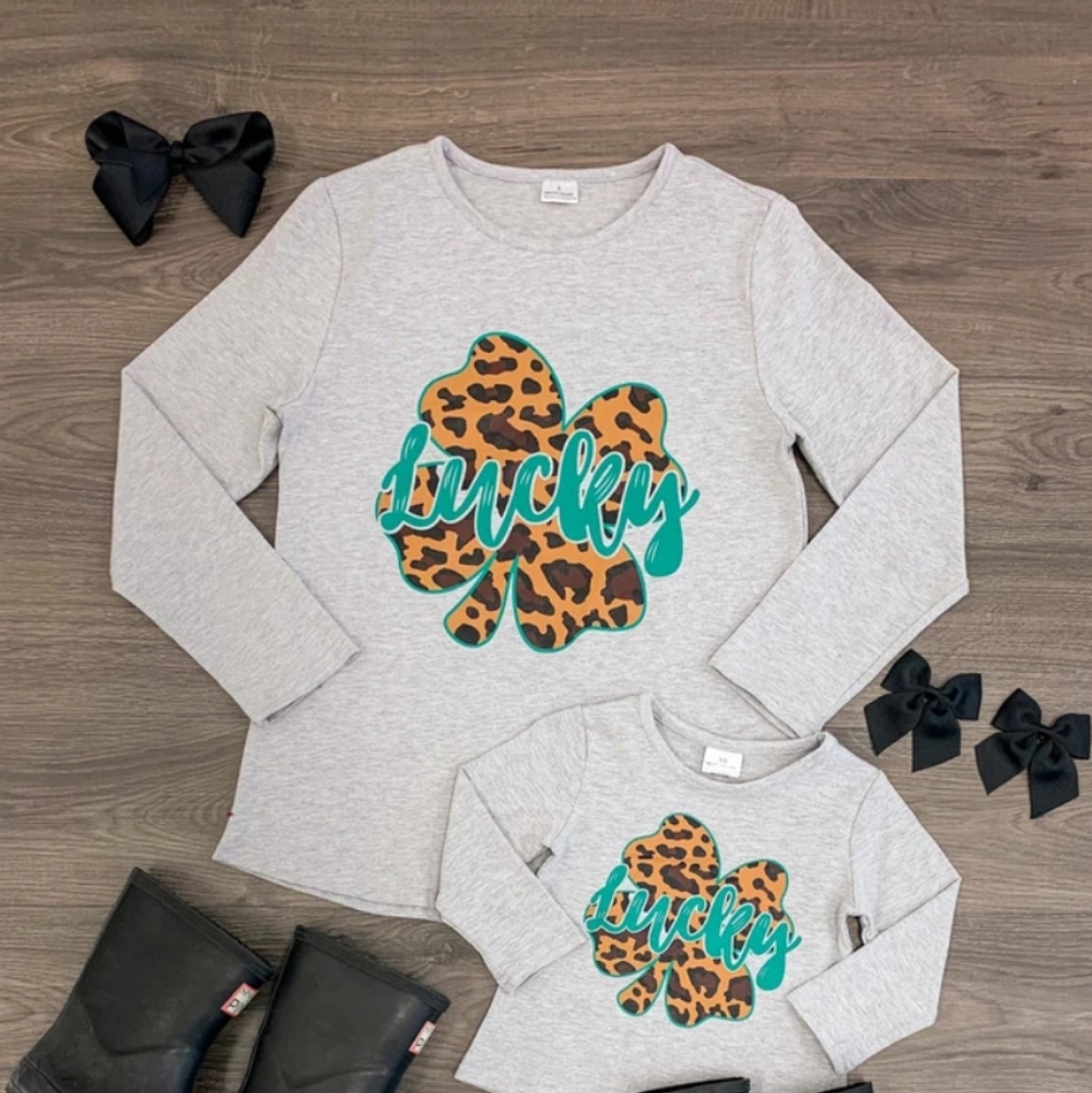 LAST ONE. Lucky Clover Cheetah Shirt (Mom sizes)